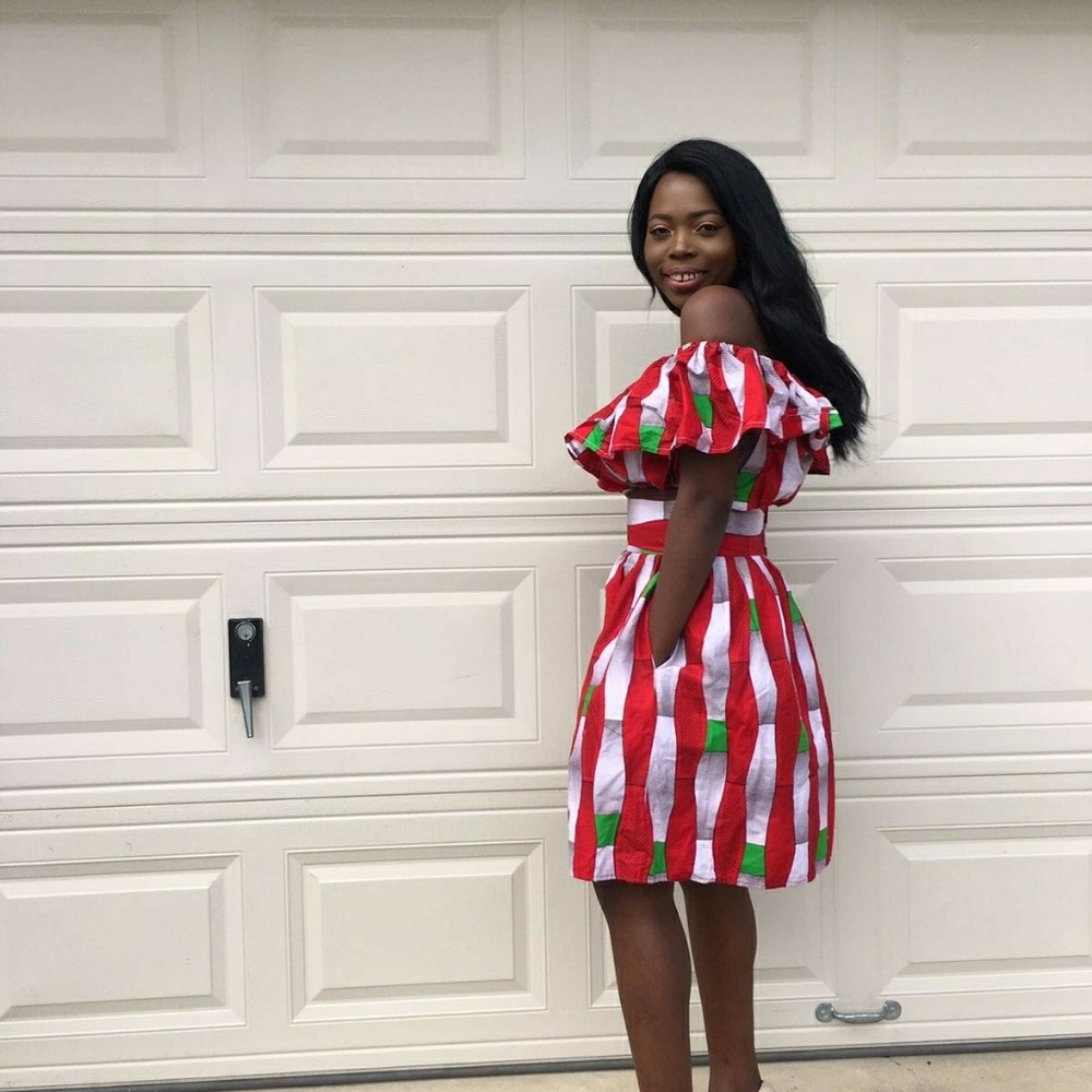 African print women 2pcs set of top and skirt